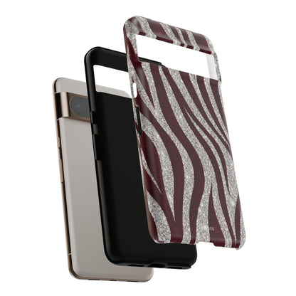 Burgundy Zebra Glitter Tough Case