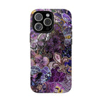 Purple Fleur-de-Lis Floral Tough Phone Case