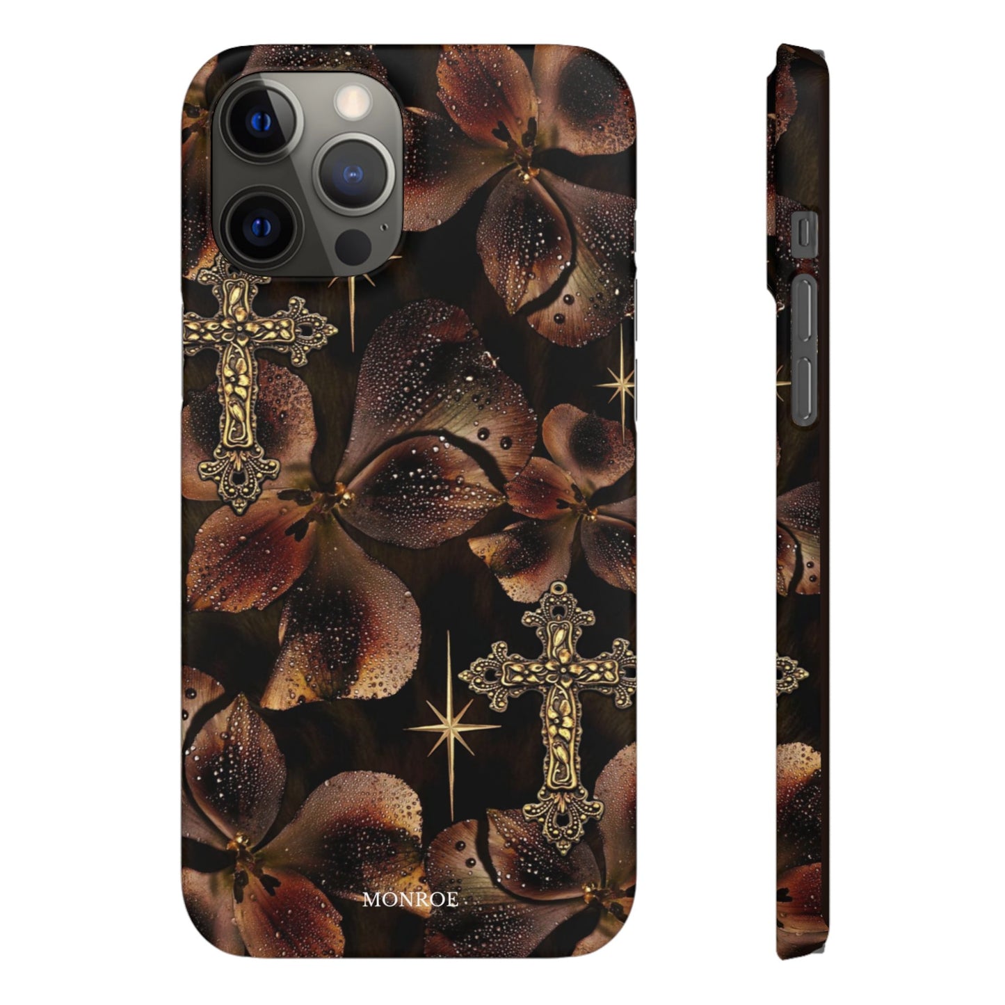 Brown Floral Cross Case