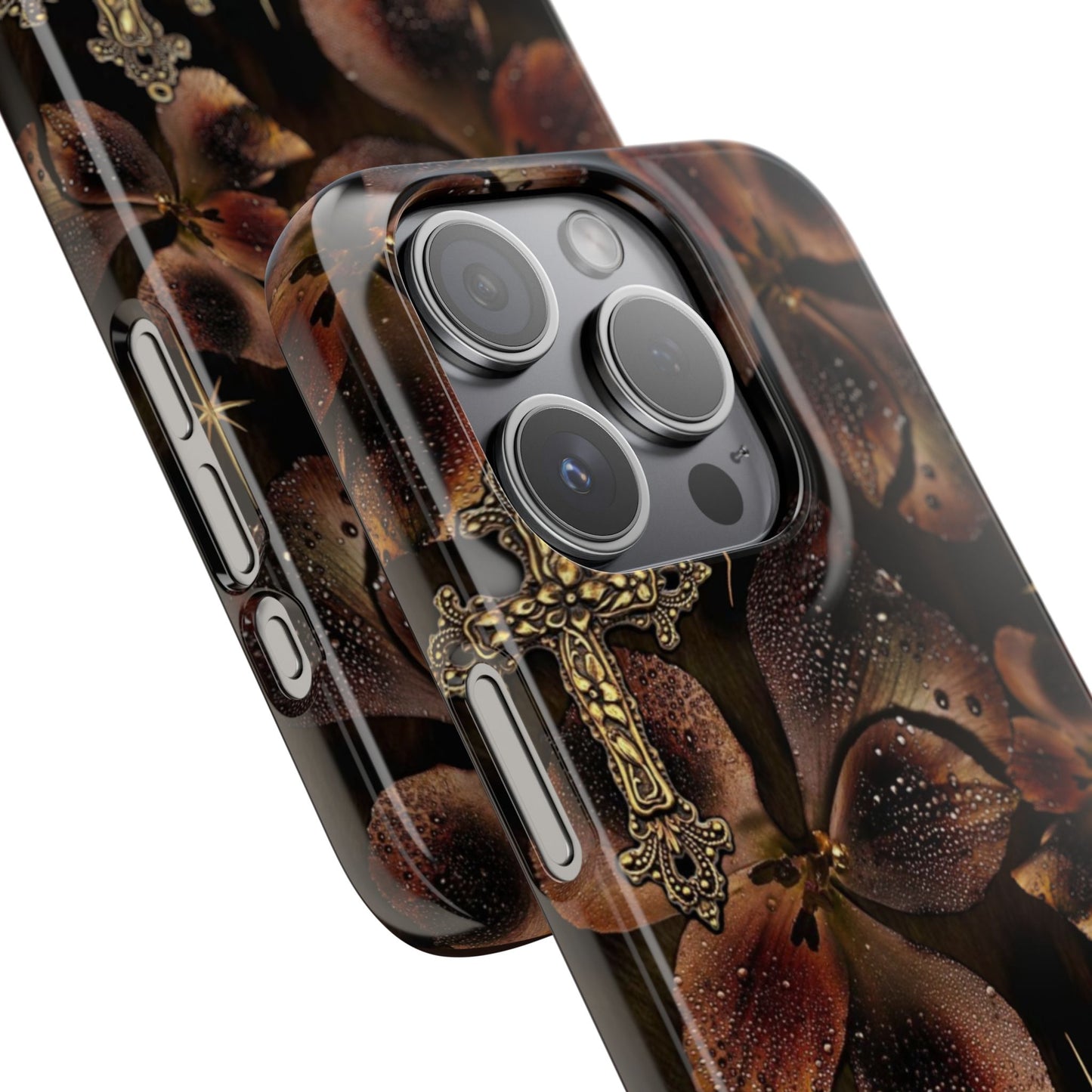 Brown Floral Cross Case
