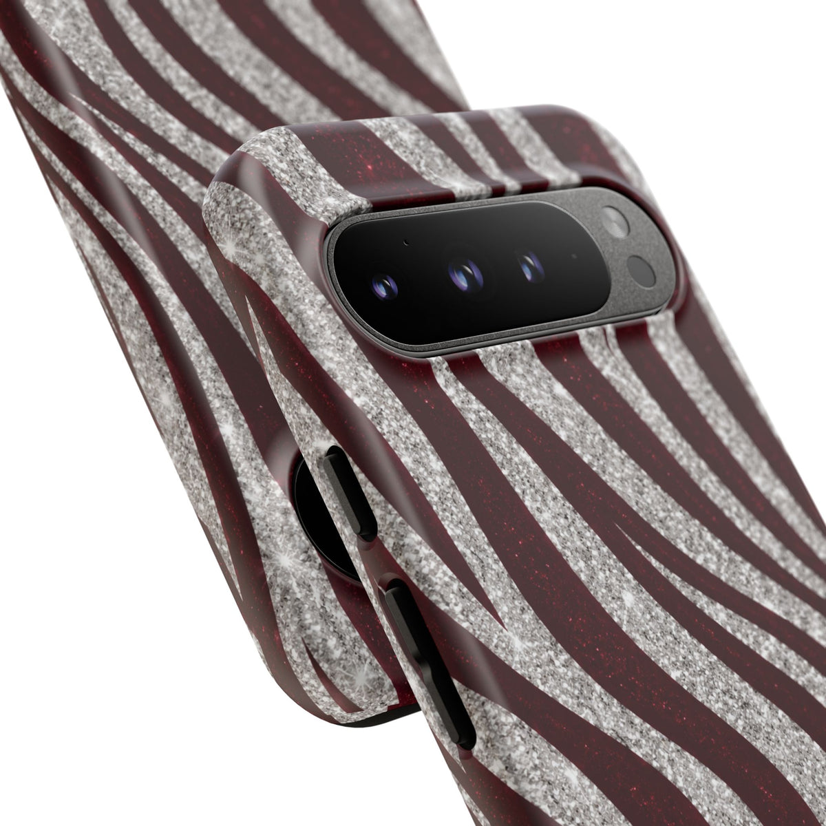 Burgundy Zebra Glitter Tough Case