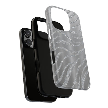 Silver Glitter Zebra Tough Case
