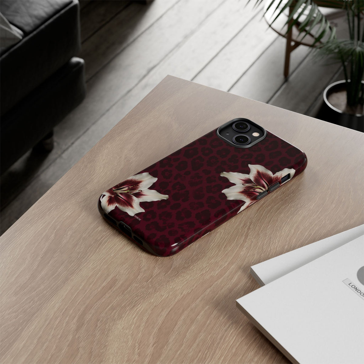 Burgundy Lily Leopard Tough Case