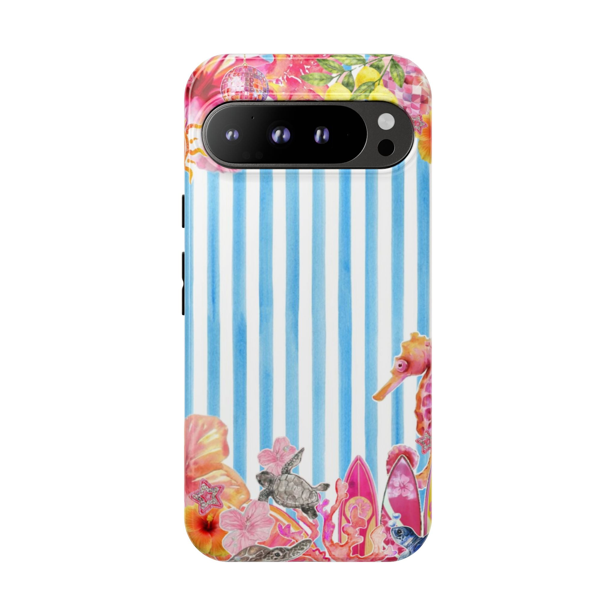 Beach Blue Striped Tough Phone Case