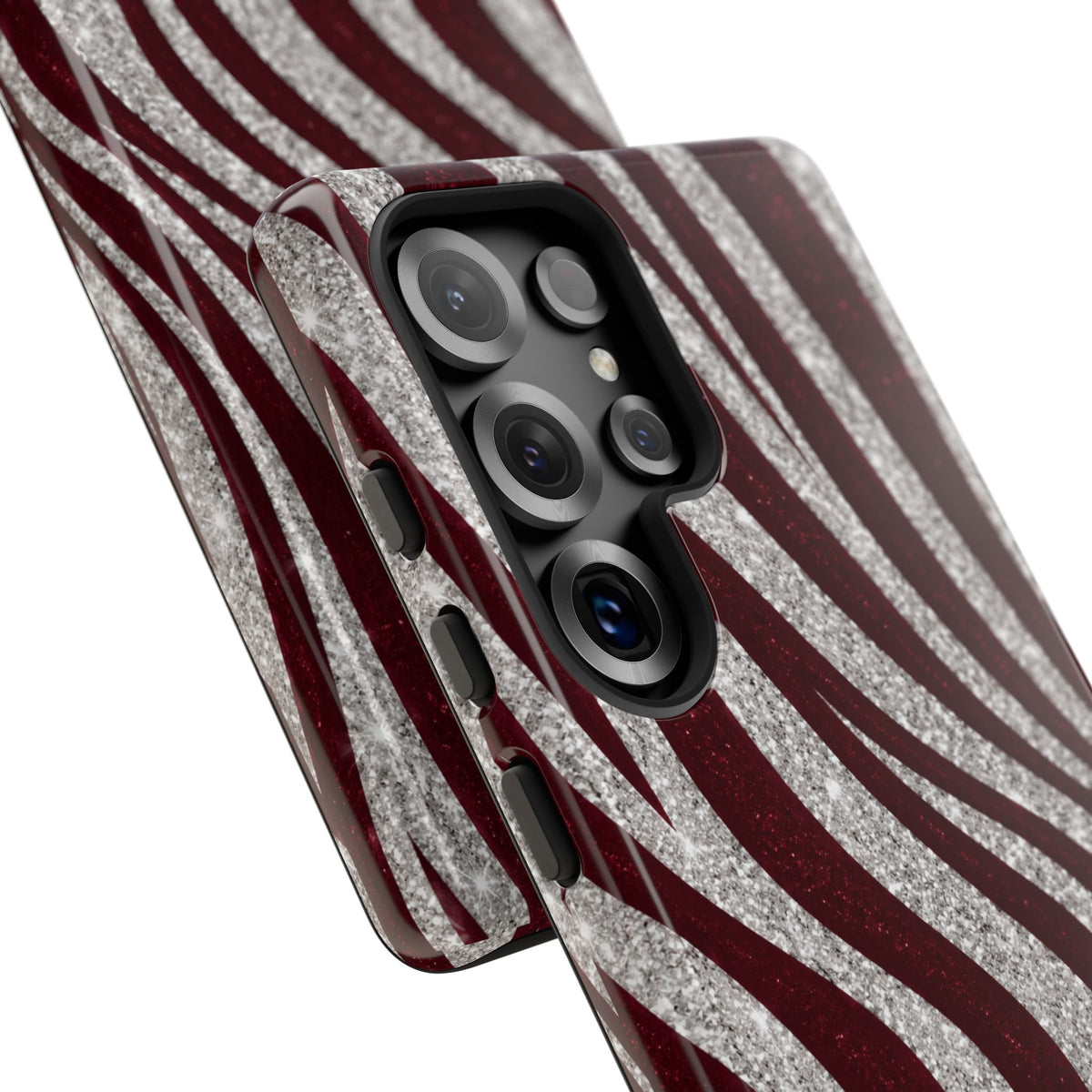 Burgundy Zebra Glitter Tough Case
