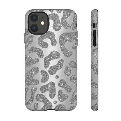 Silver Glitter Leopard Tough Case