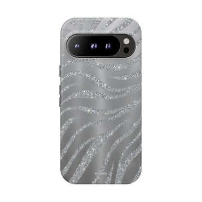 Silver Glitter Zebra Tough Case