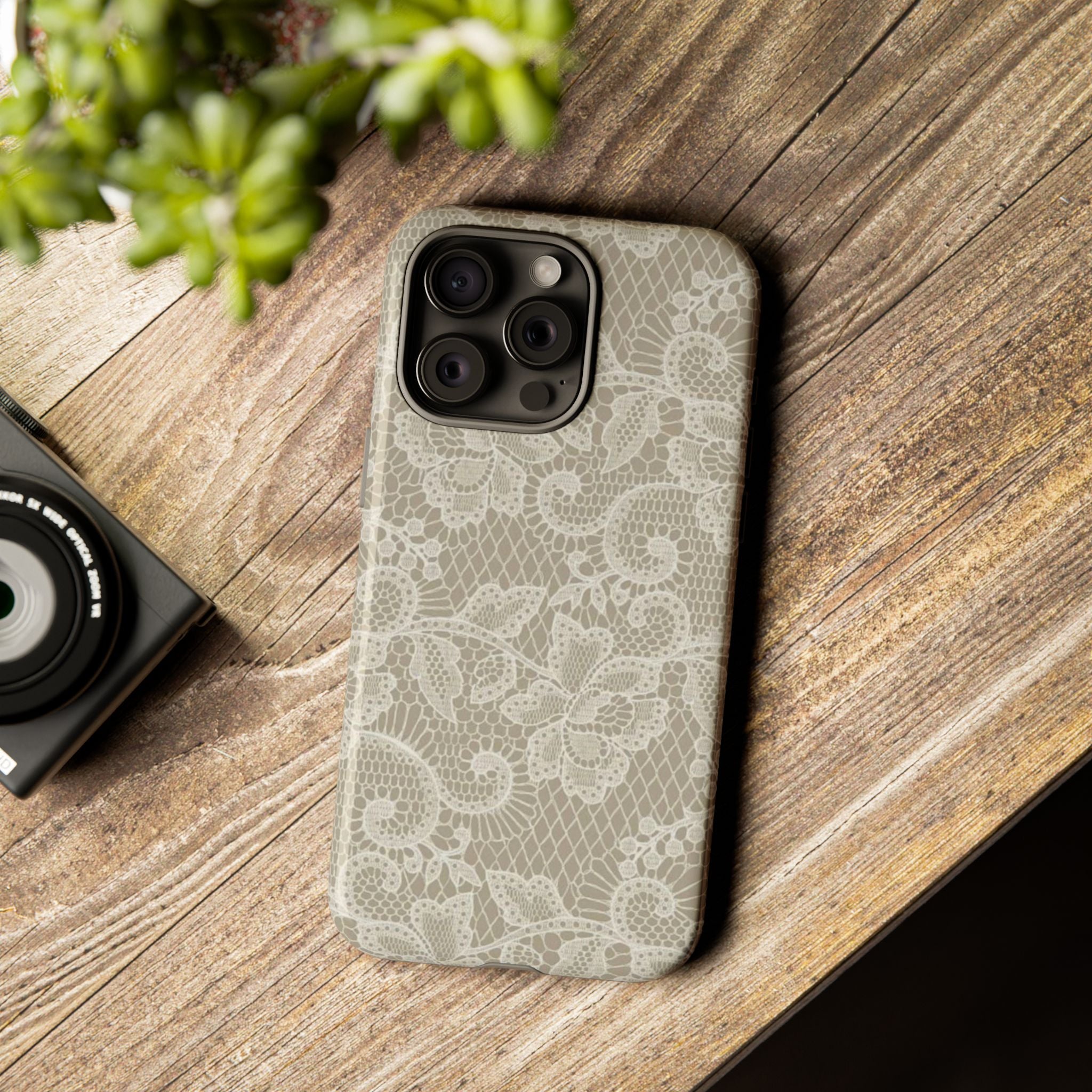 White Lace Pattern Tough Phone Case