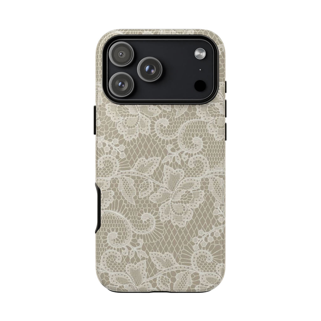 White Lace Pattern Tough Phone Case