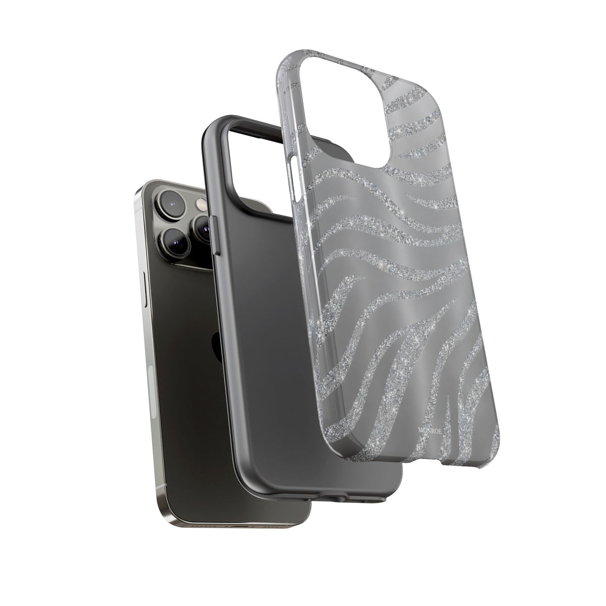 Silver Glitter Zebra Tough Case