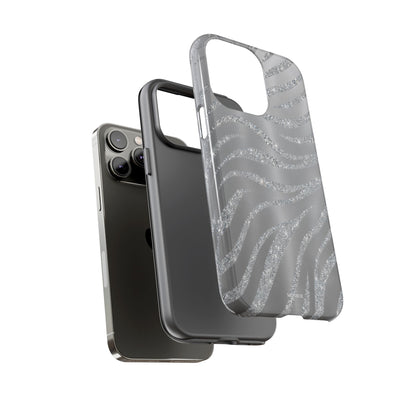 Silver Glitter Zebra Tough Case