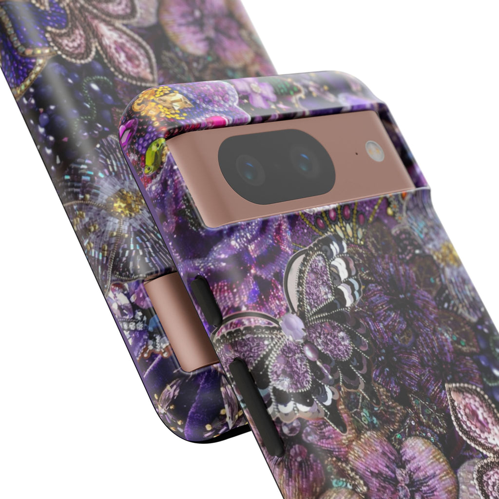 Purple Fleur-de-Lis Floral Tough Phone Case