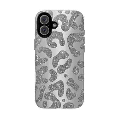 Silver Glitter Leopard Tough Case