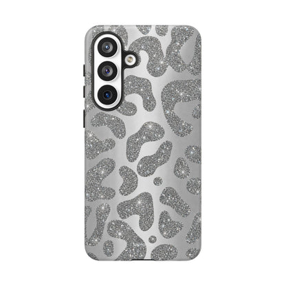 Silver Glitter Leopard Tough Case