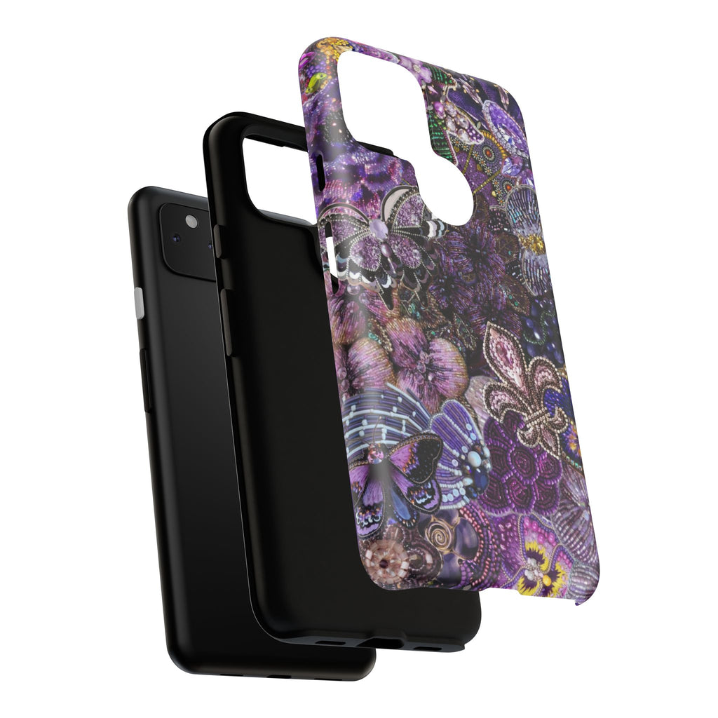 Purple Fleur-de-Lis Floral Tough Phone Case