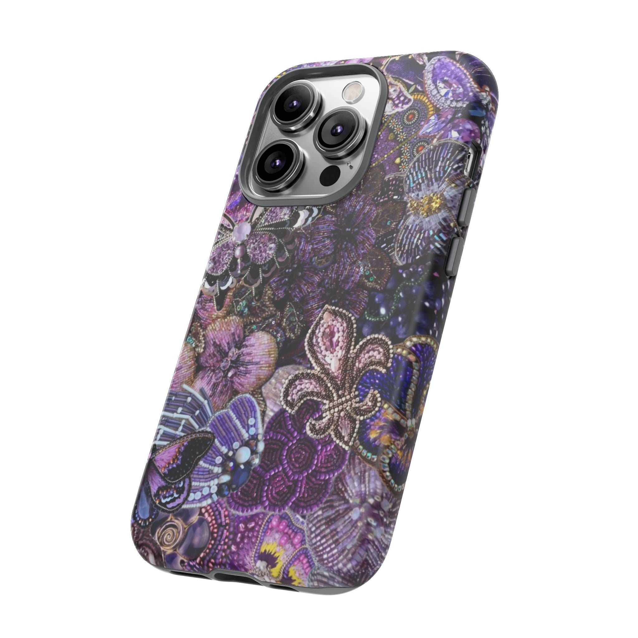Purple Fleur-de-Lis Floral Tough Phone Case