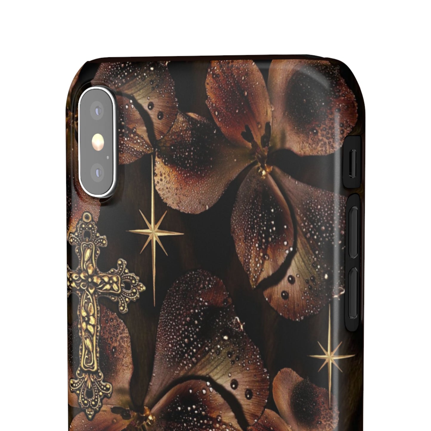 Brown Floral Cross Case