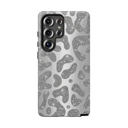 Silver Glitter Leopard Tough Case