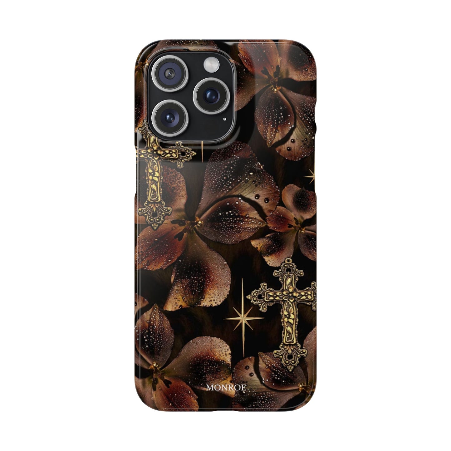Brown Floral Cross Case