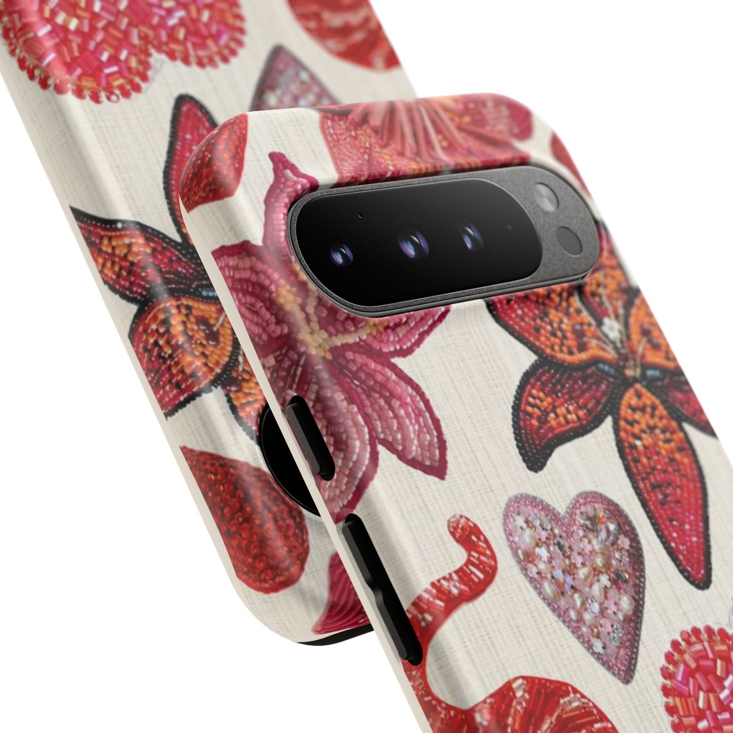 Floral & Heart Pattern Tough Case