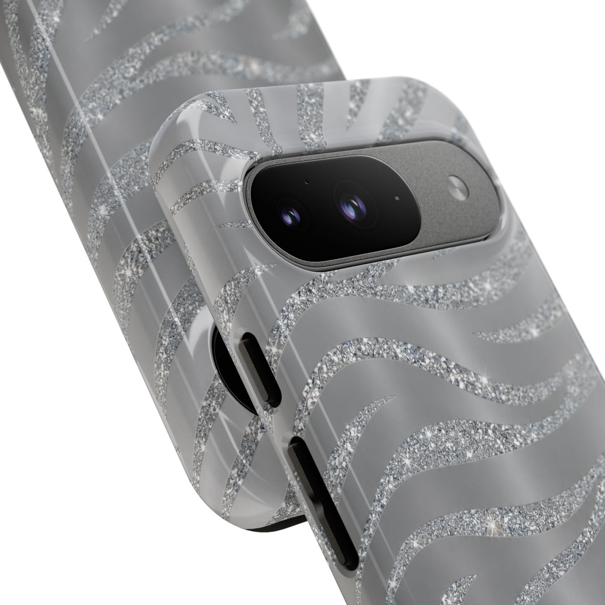 Silver Glitter Zebra Tough Case