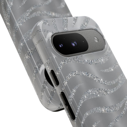 Silver Glitter Zebra Tough Case