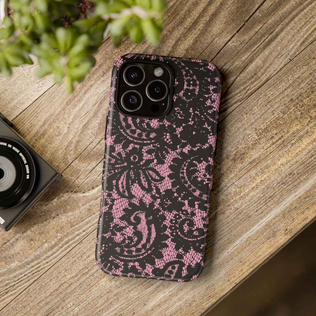 Pink Lace Pattern Tough Phone Case