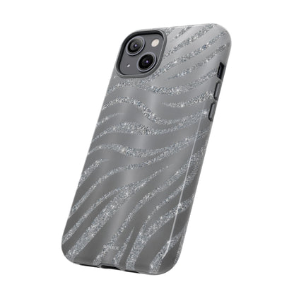 Silver Glitter Zebra Tough Case