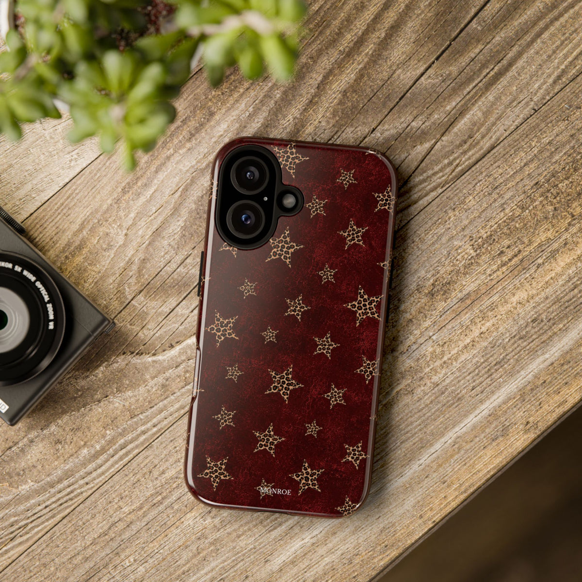 Burgundy Leopard Star Tough Case