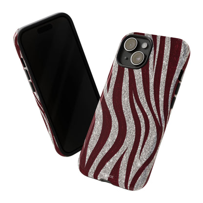 Burgundy Zebra Glitter Tough Case