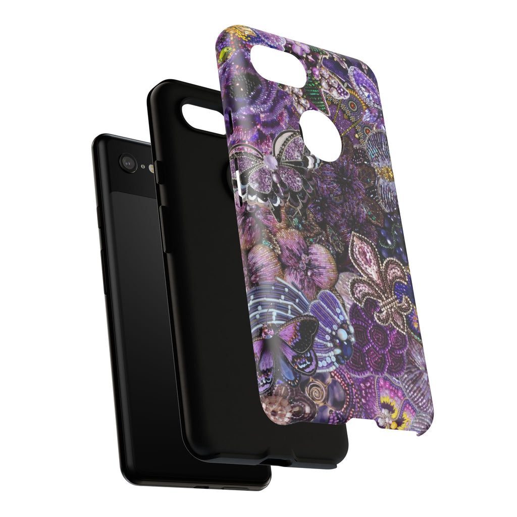 Purple Fleur-de-Lis Floral Tough Phone Case