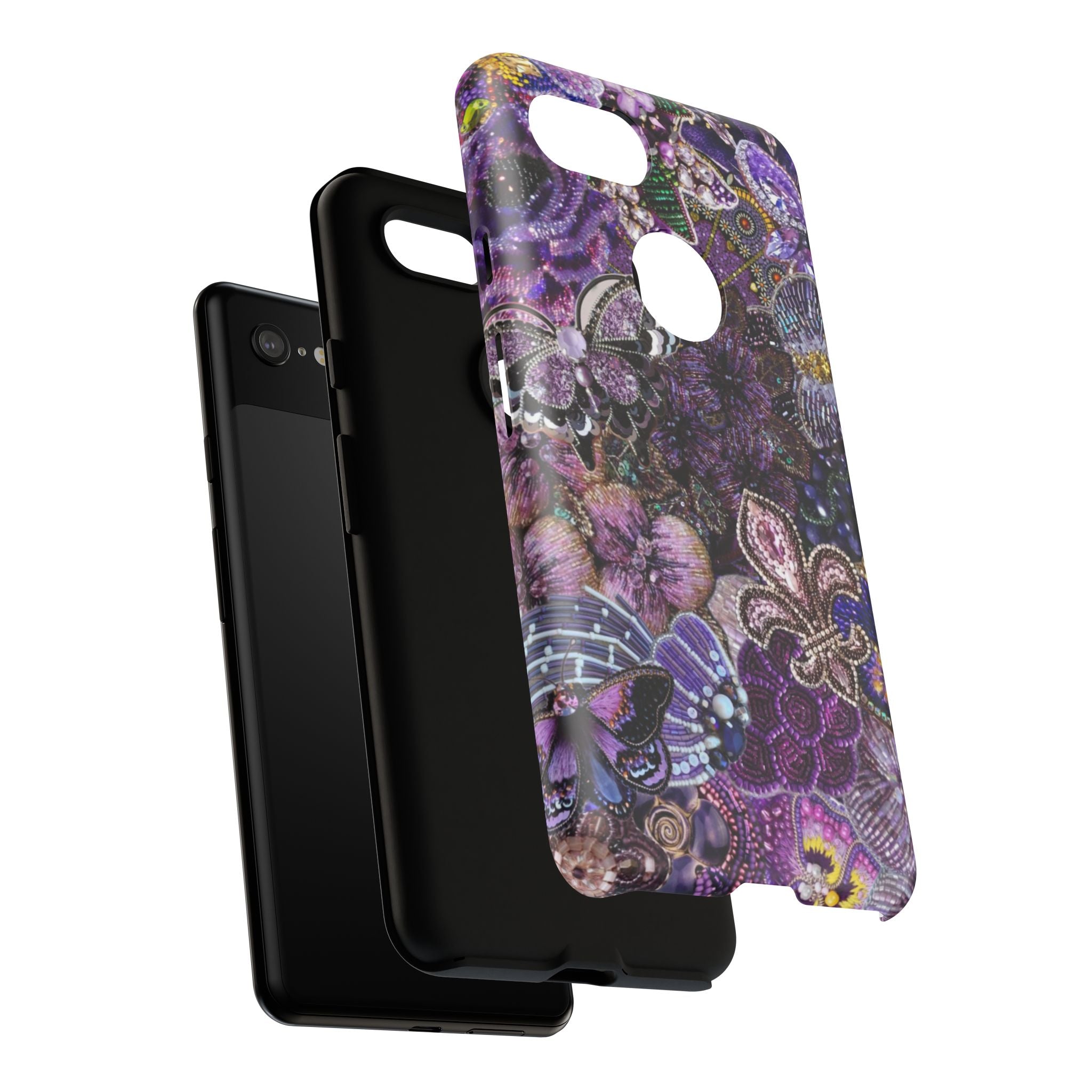Purple Fleur-de-Lis Floral Tough Phone Case
