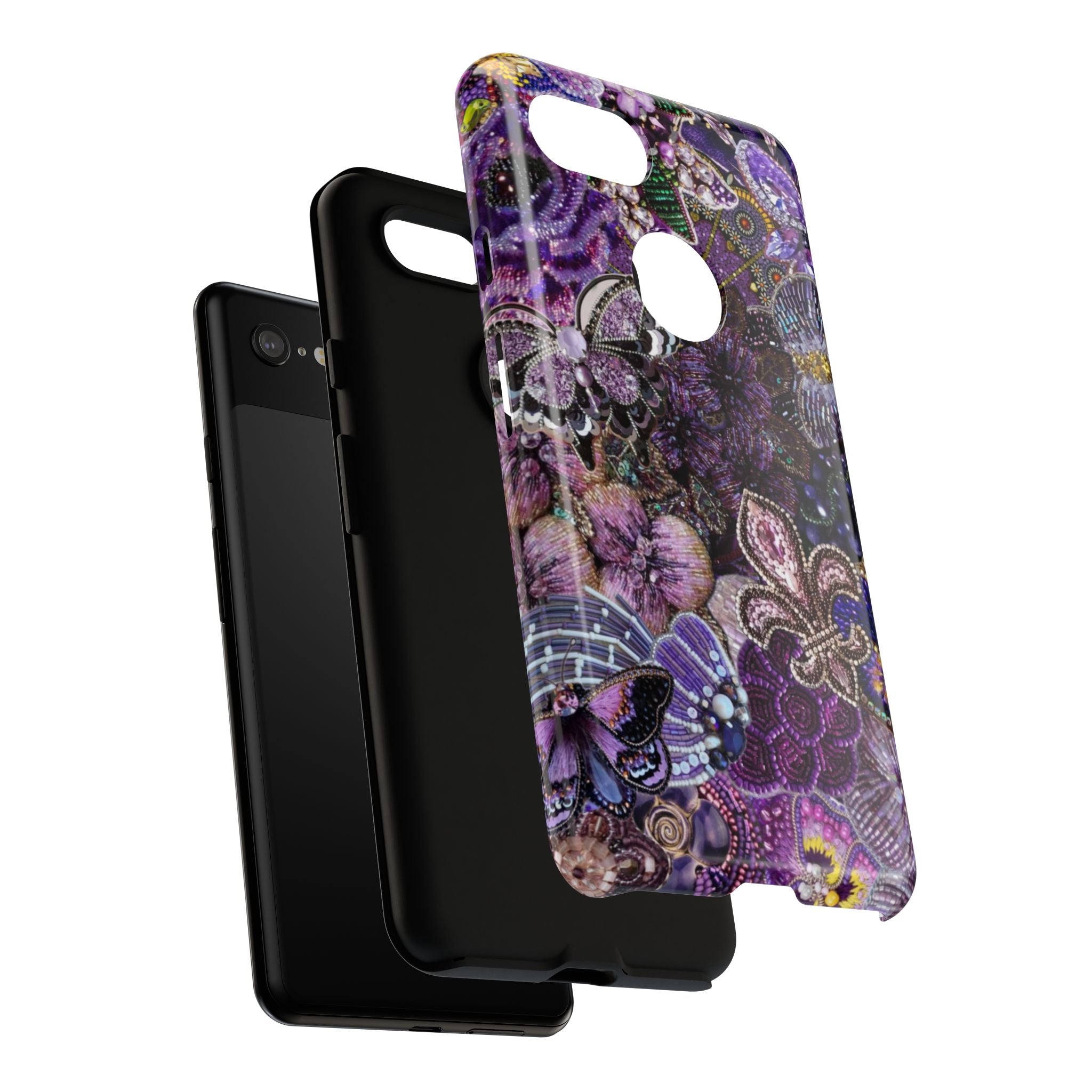 Purple Fleur-de-Lis Floral Tough Phone Case