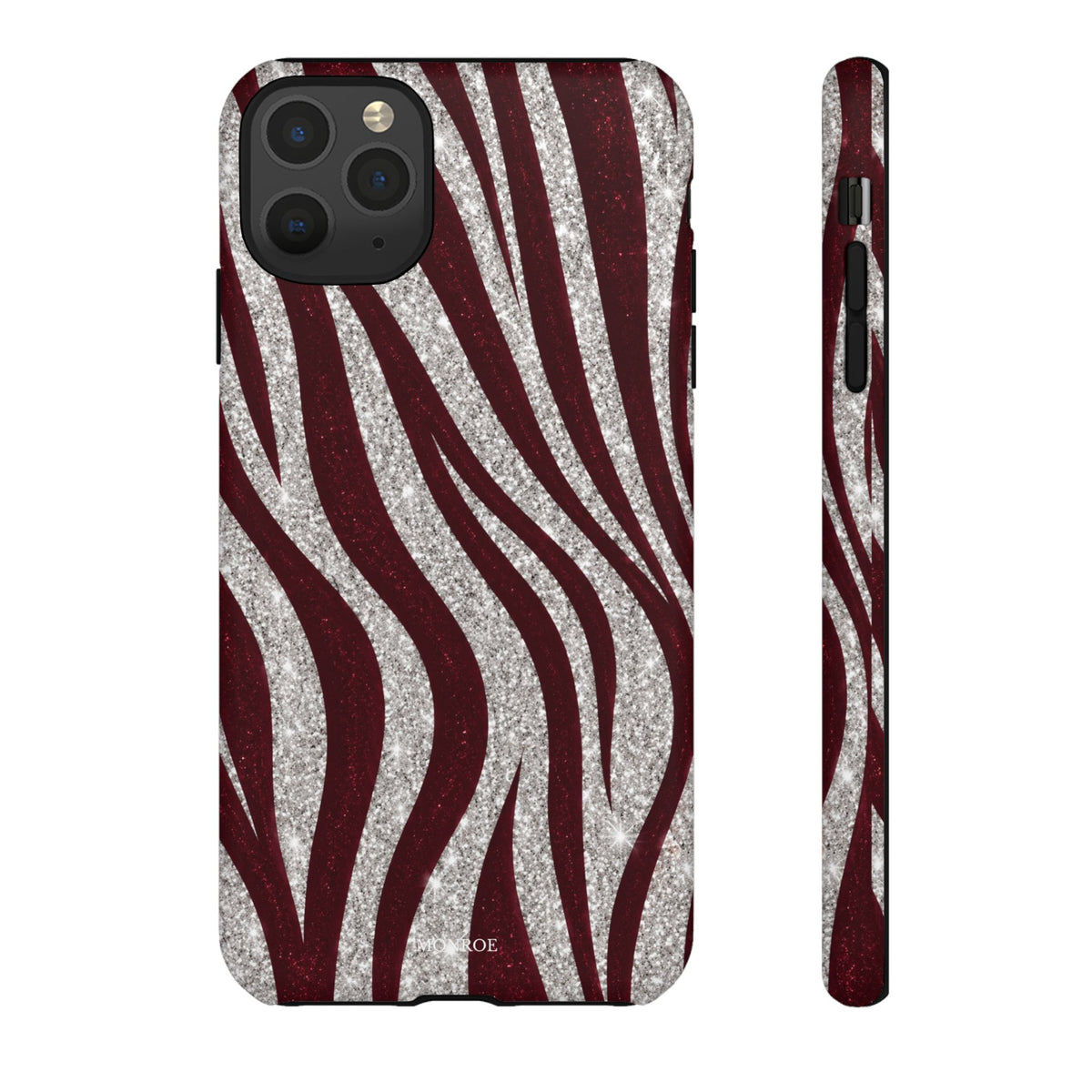 Burgundy Zebra Glitter Tough Case