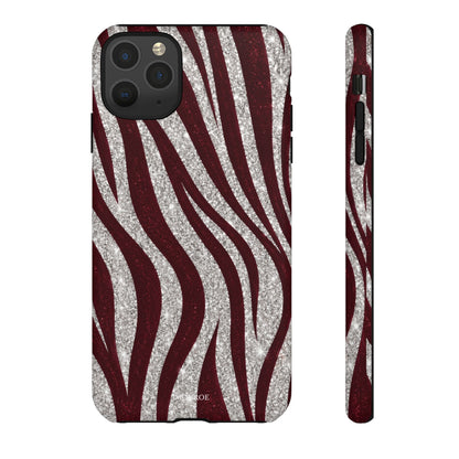 Burgundy Zebra Glitter Tough Case