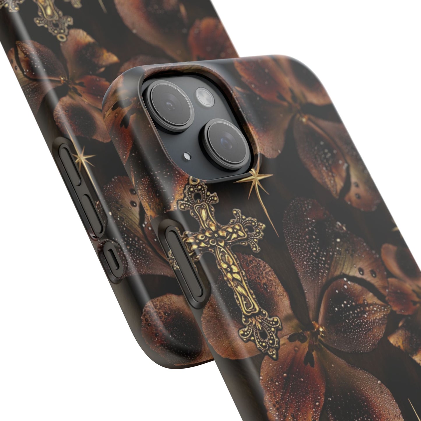 Brown Floral Cross Case