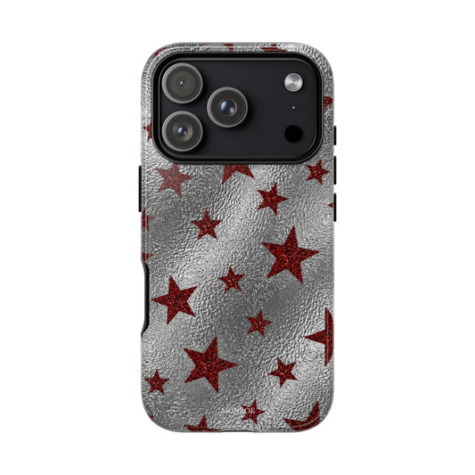 Silver Red Starry Tough Case