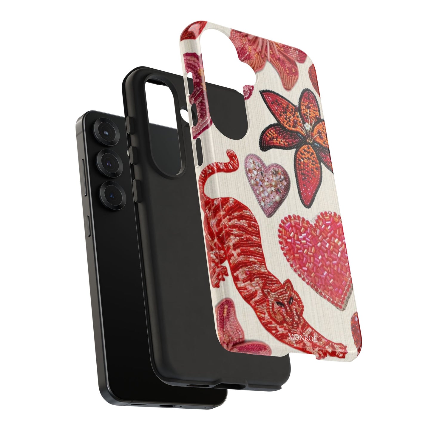 Floral & Heart Pattern Tough Case