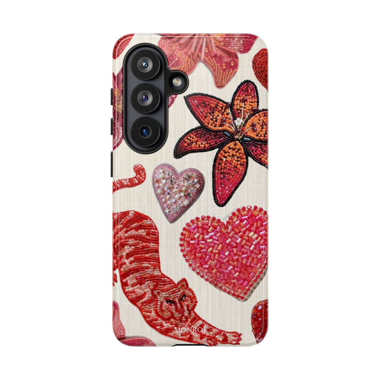 Floral & Heart Pattern Tough Case