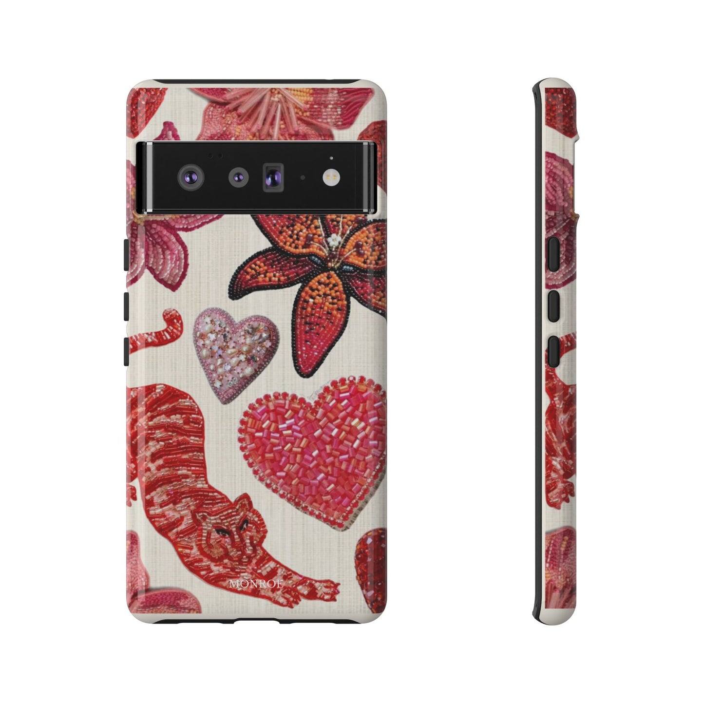 Floral & Heart Pattern Tough Case