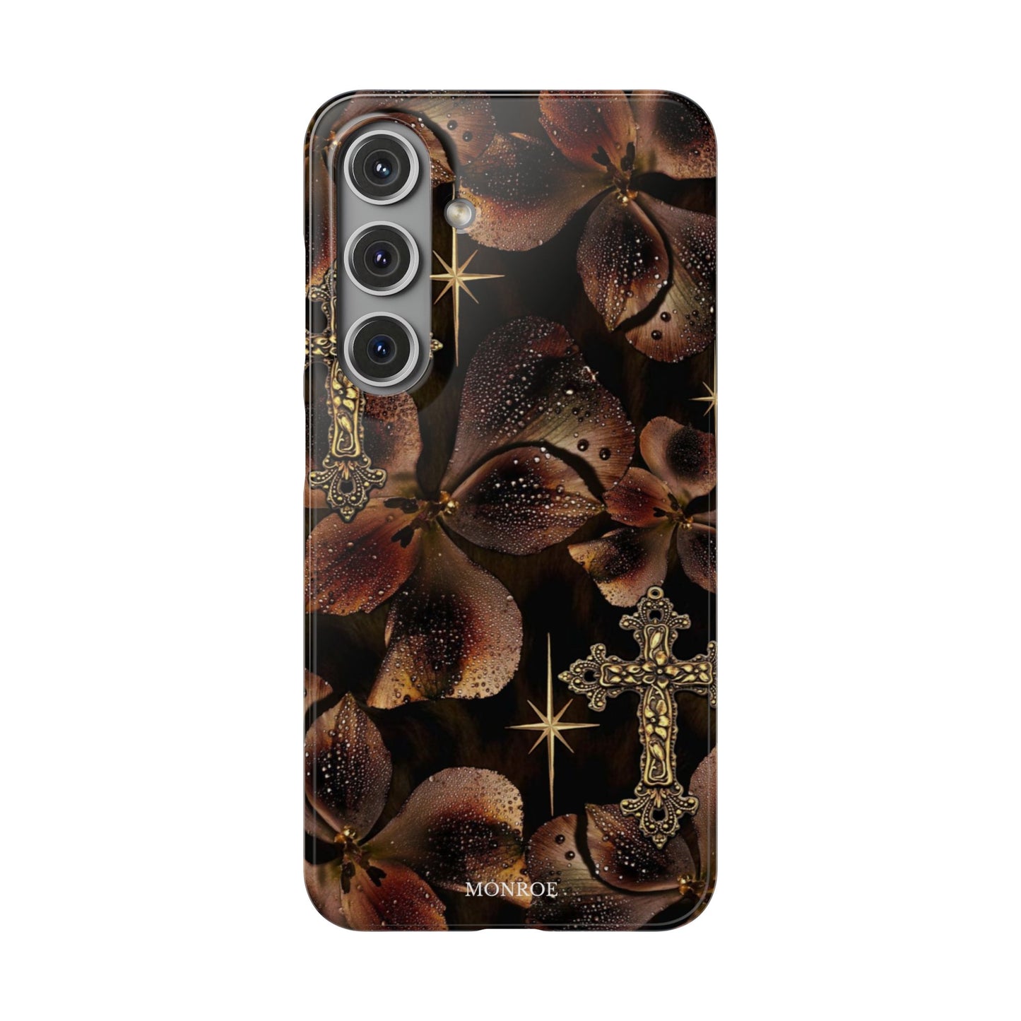 Brown Floral Cross Case