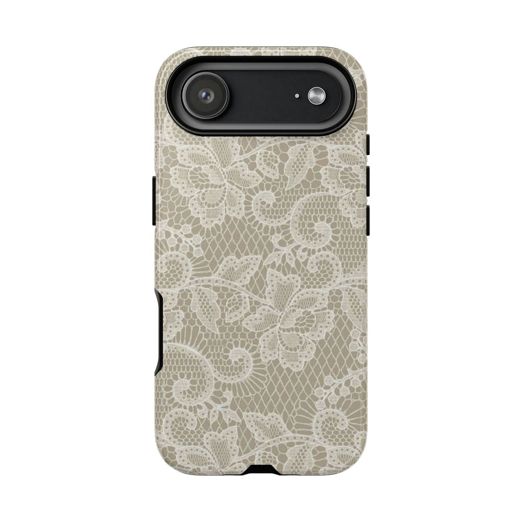 White Lace Pattern Tough Phone Case
