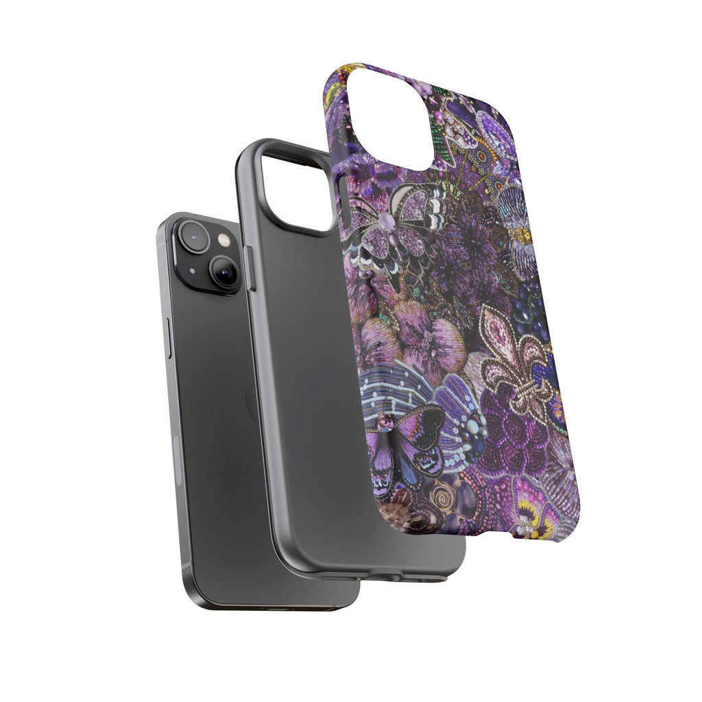 Purple Fleur-de-Lis Floral Tough Phone Case
