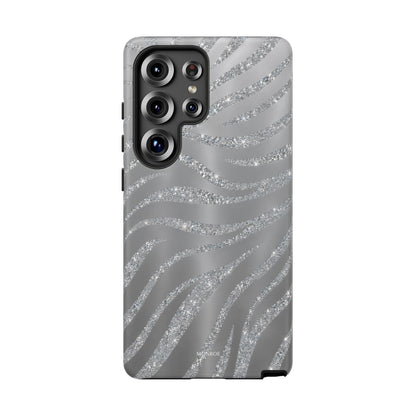 Silver Glitter Zebra Tough Case