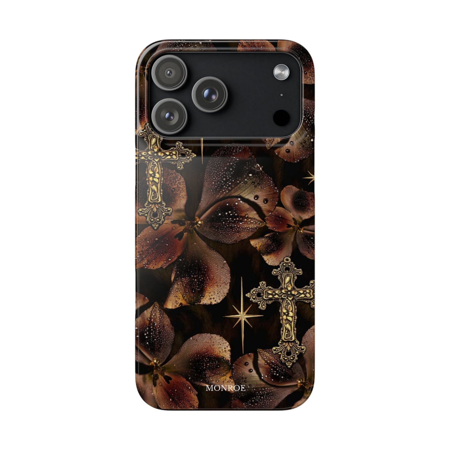 Brown Floral Cross Case