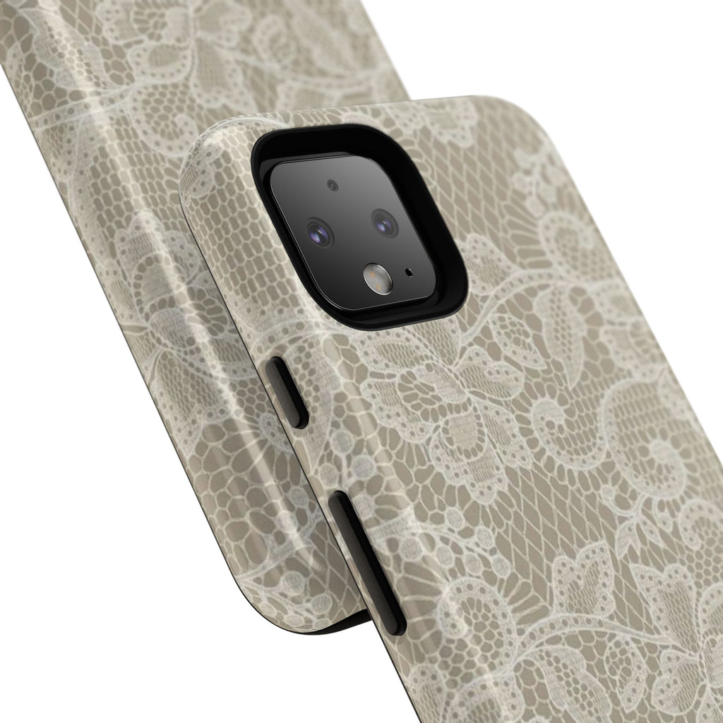 White Lace Pattern Tough Phone Case