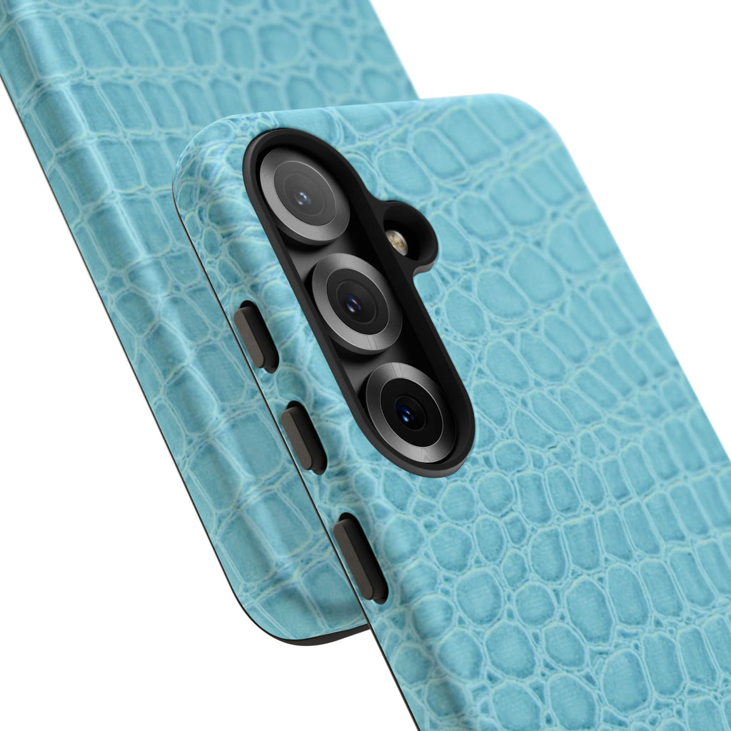 Croc Embossed Turquoise Phone Case
