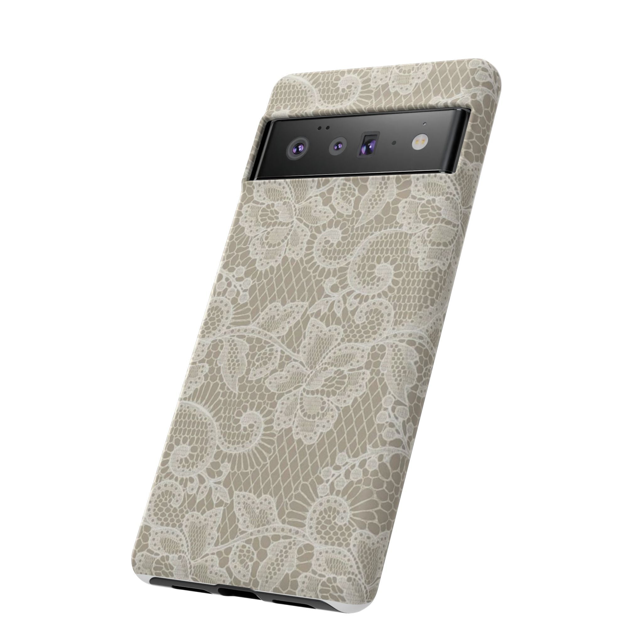 White Lace Pattern Tough Phone Case