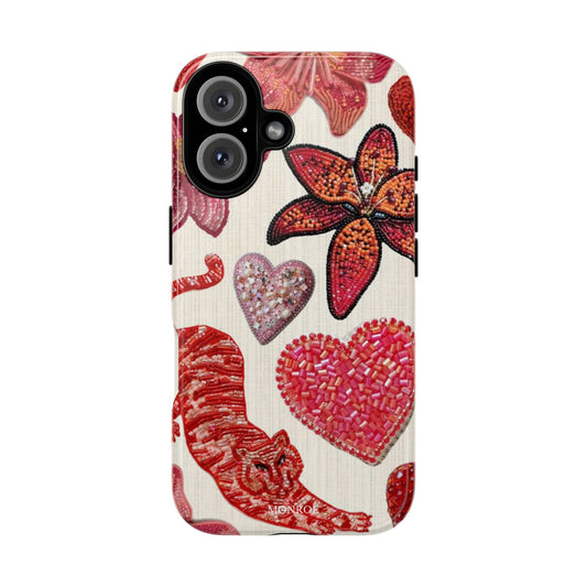 Floral & Heart Pattern Tough Case