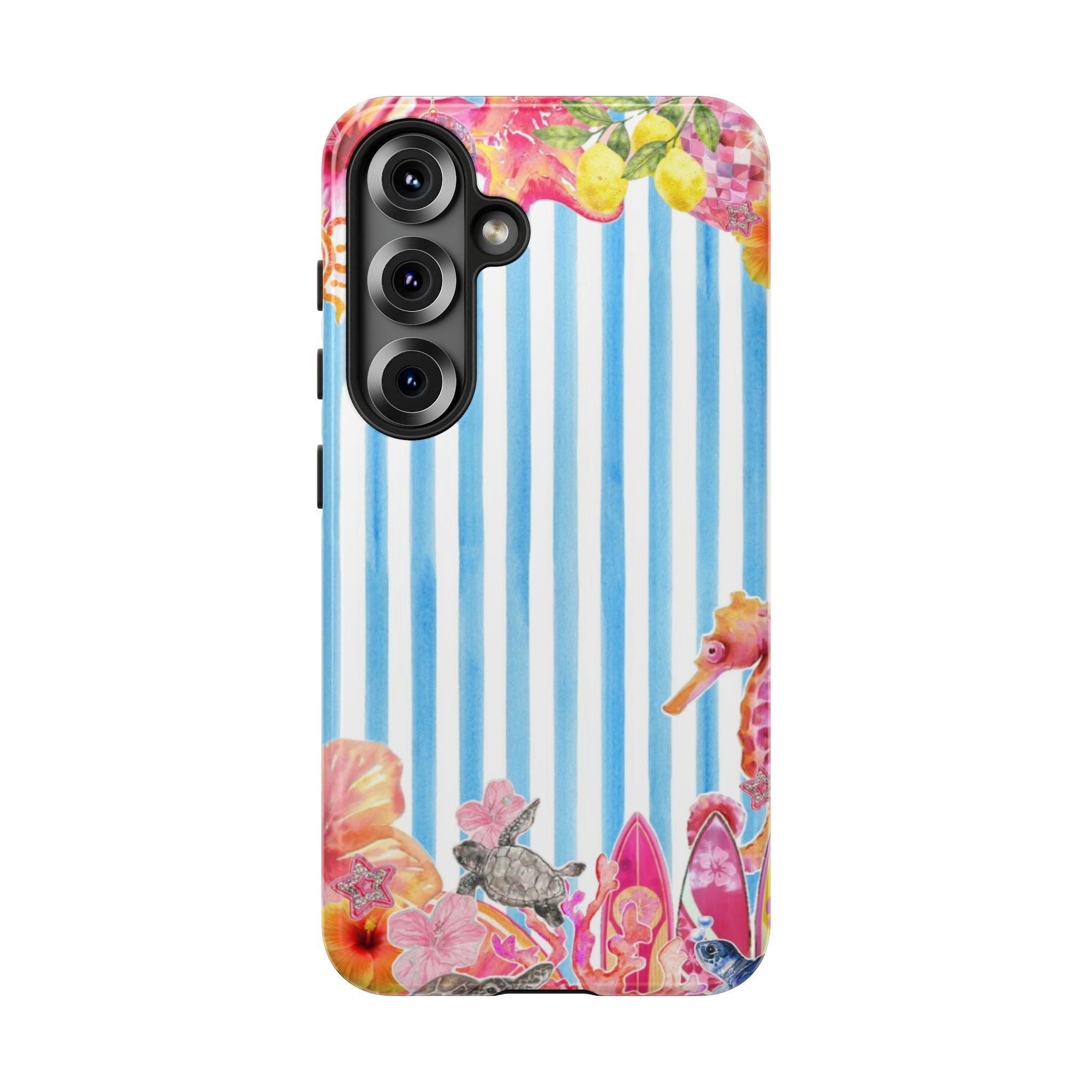 Beach Blue Striped Tough Phone Case